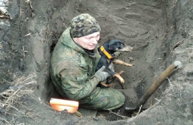 Пять дней искали собаку под землей